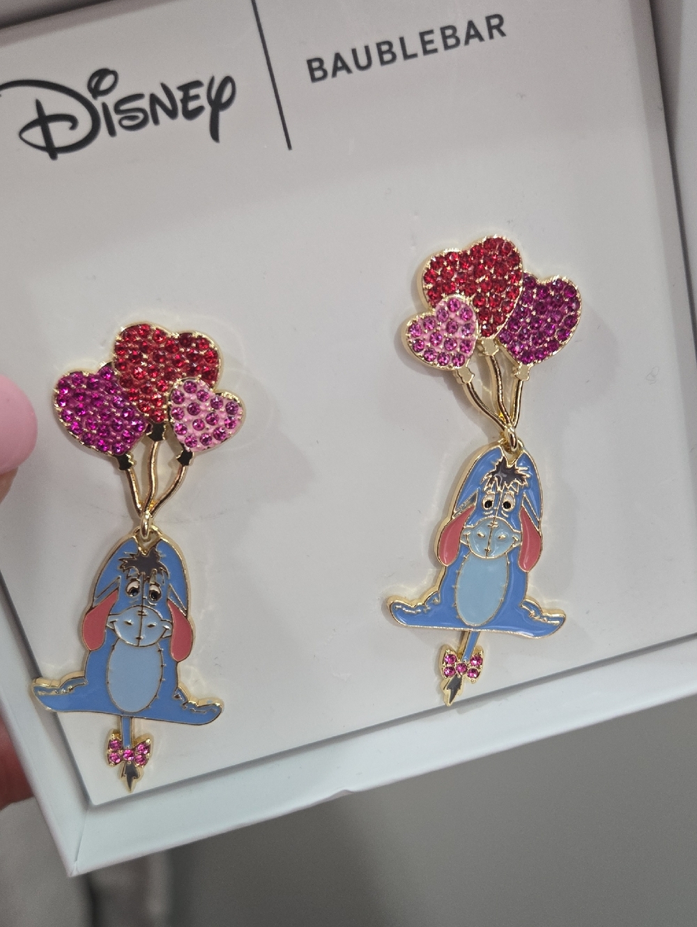 Disney x BaubleBar Eeyore Balloon Drop Earrings - Blue & Pink New - Picture 4 of 4